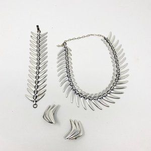 372 Vintage signed Rame art modern mid century collar necklace set